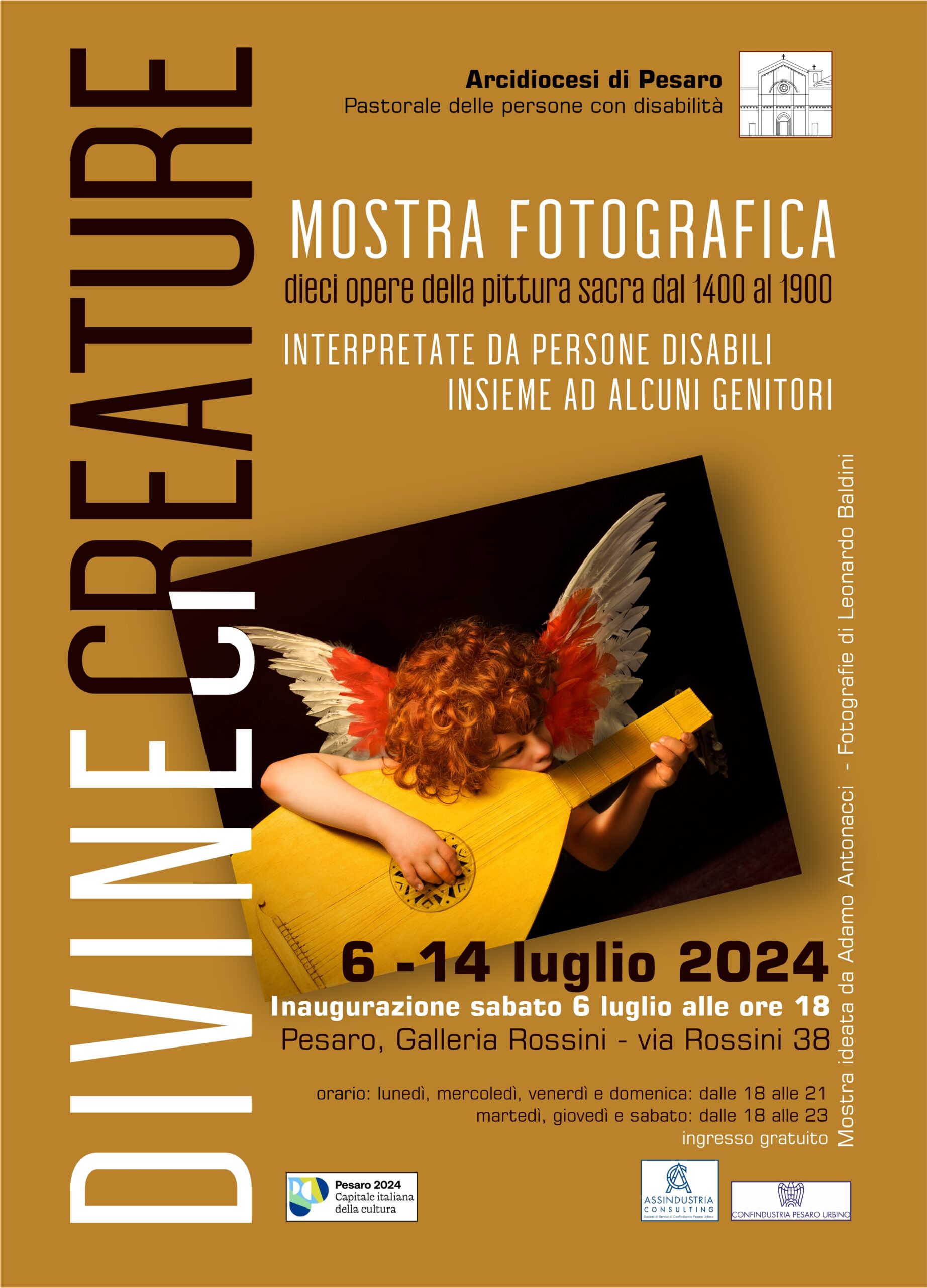 PASTORALE DELLE PERSONE CON DISABILITA’ : MOSTRA FOTOGRAFICA “DIVINE CREATURE” – Galleria Rossini 6 – 14 luglio 2024
