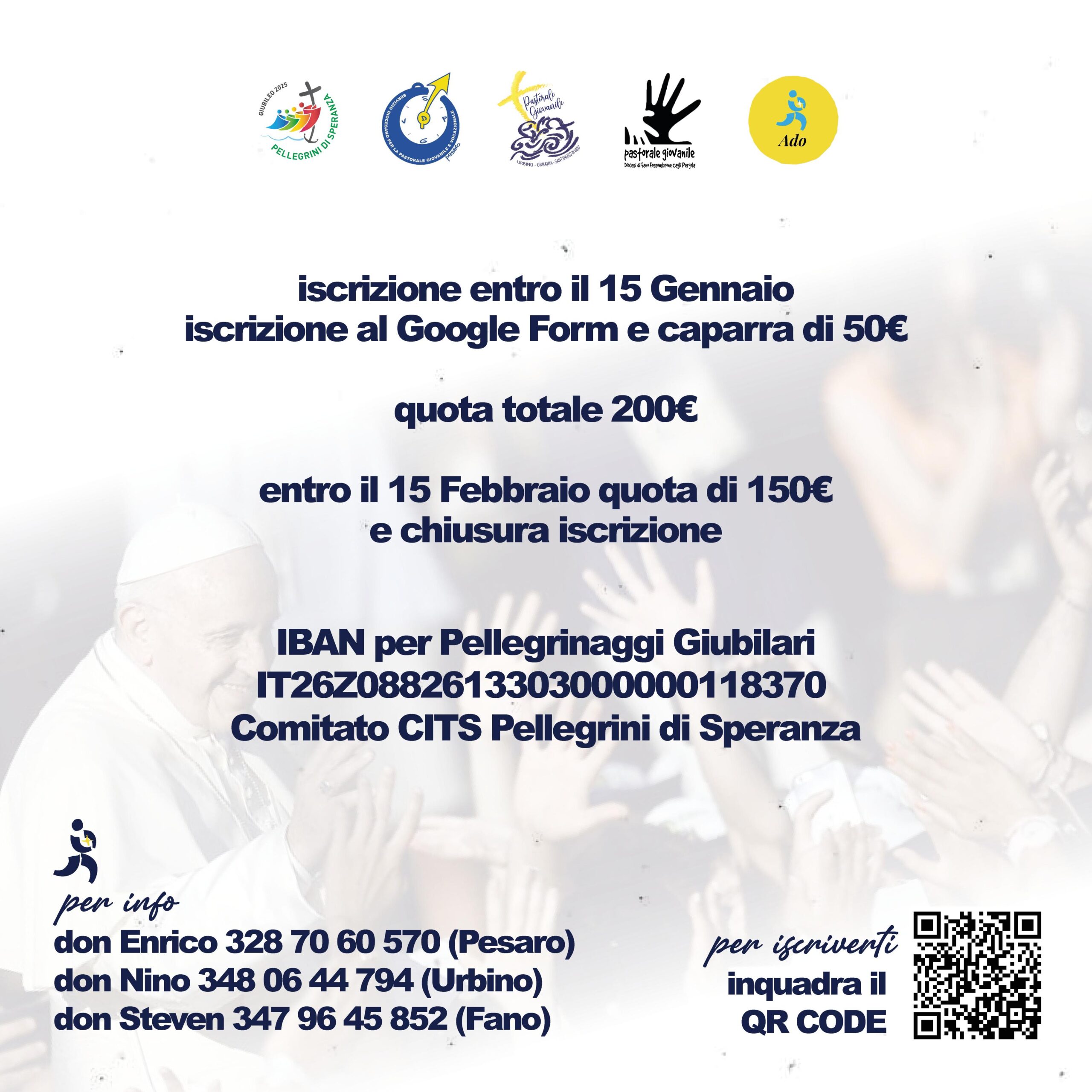 GIUBILEO DEGLI ADOLESCENTI (2008-2013)- ROMA – dal 25 al 27 aprile 2025 – ISCRIZIONI