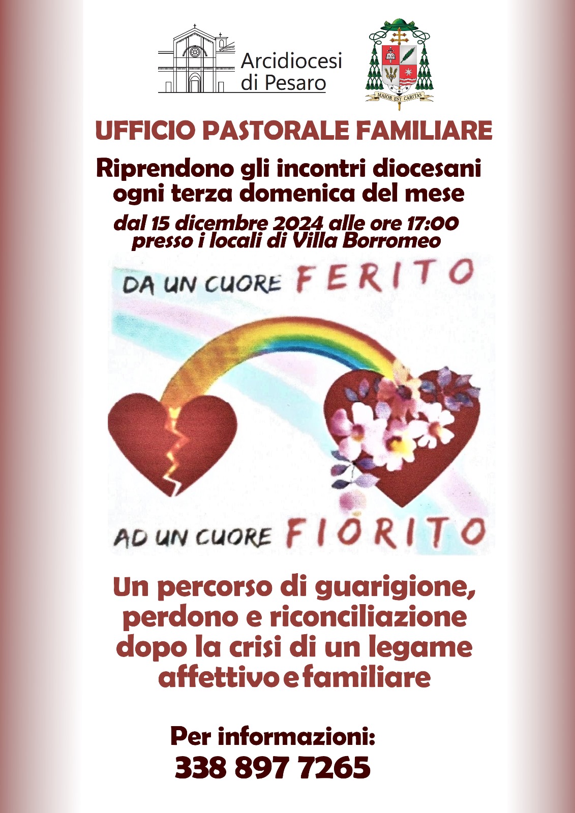 UFFICIO PASTORALE FAMILIARE – Da un cuore ferito a un cuore fiorito – Percorso dopo la crisi di un legame affettivo e familiare