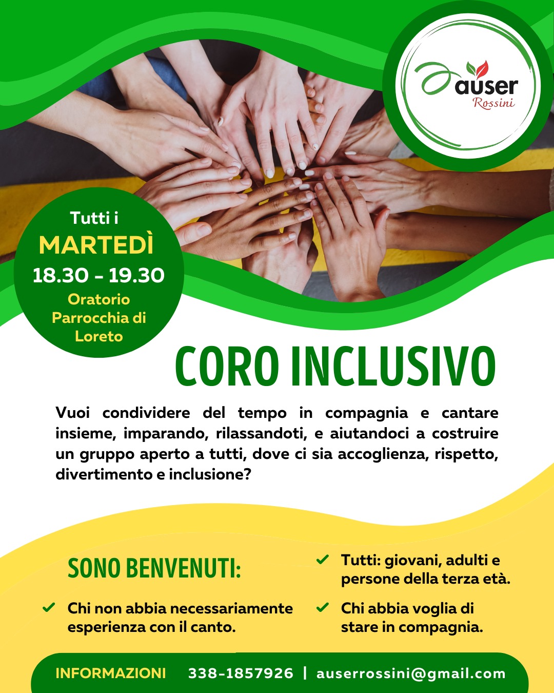 PARROCCHIA S. MARIA DI LORETO – Coro inclusivo – Tutti i martedì ore 18.30-19.30